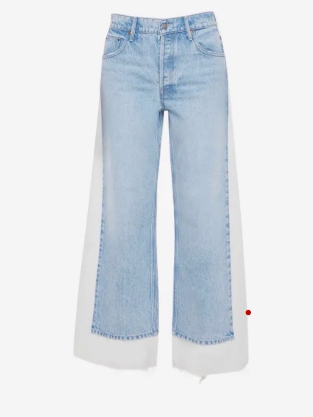 MOTHER Light Blue Wide-Leg Two-Tone Jeans